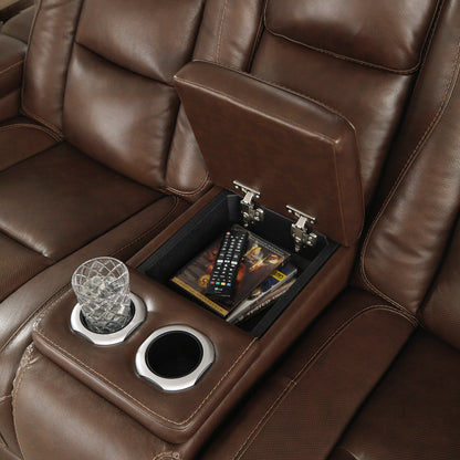 Man-Den Power Reclining Loveseat with Console