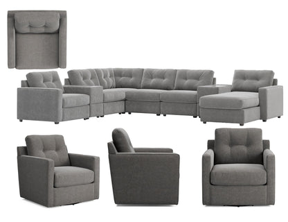 Modular One Right Facing Sectional with E-Console - Granite