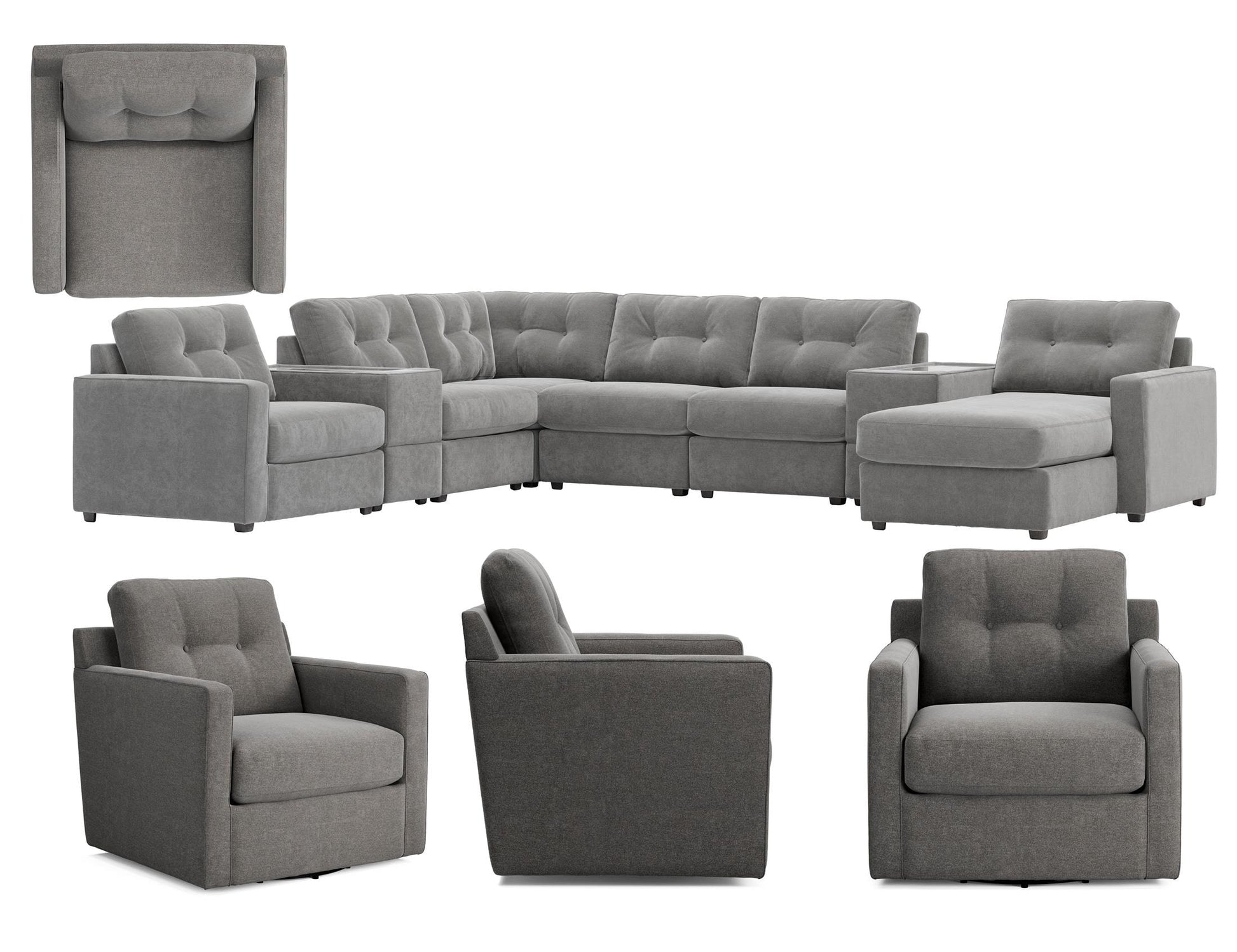 Modular One 8-Piece Sectional Chaise with E-Console