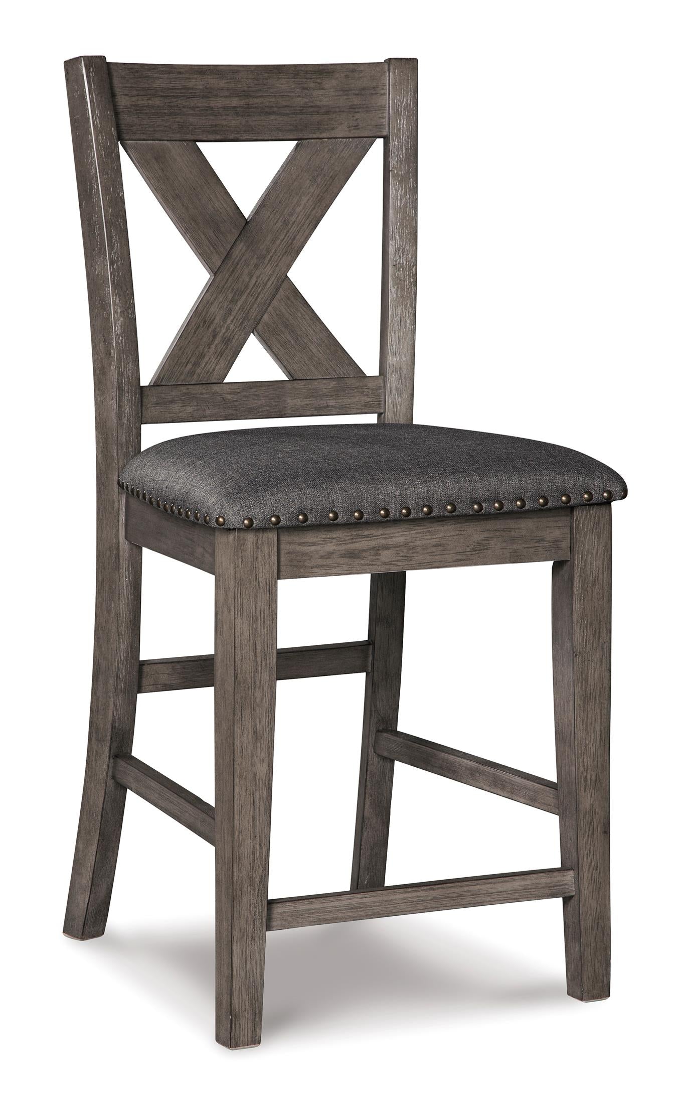 Caitbrook Counter Height Upholstered Bar Stool with Back (Set of 2)