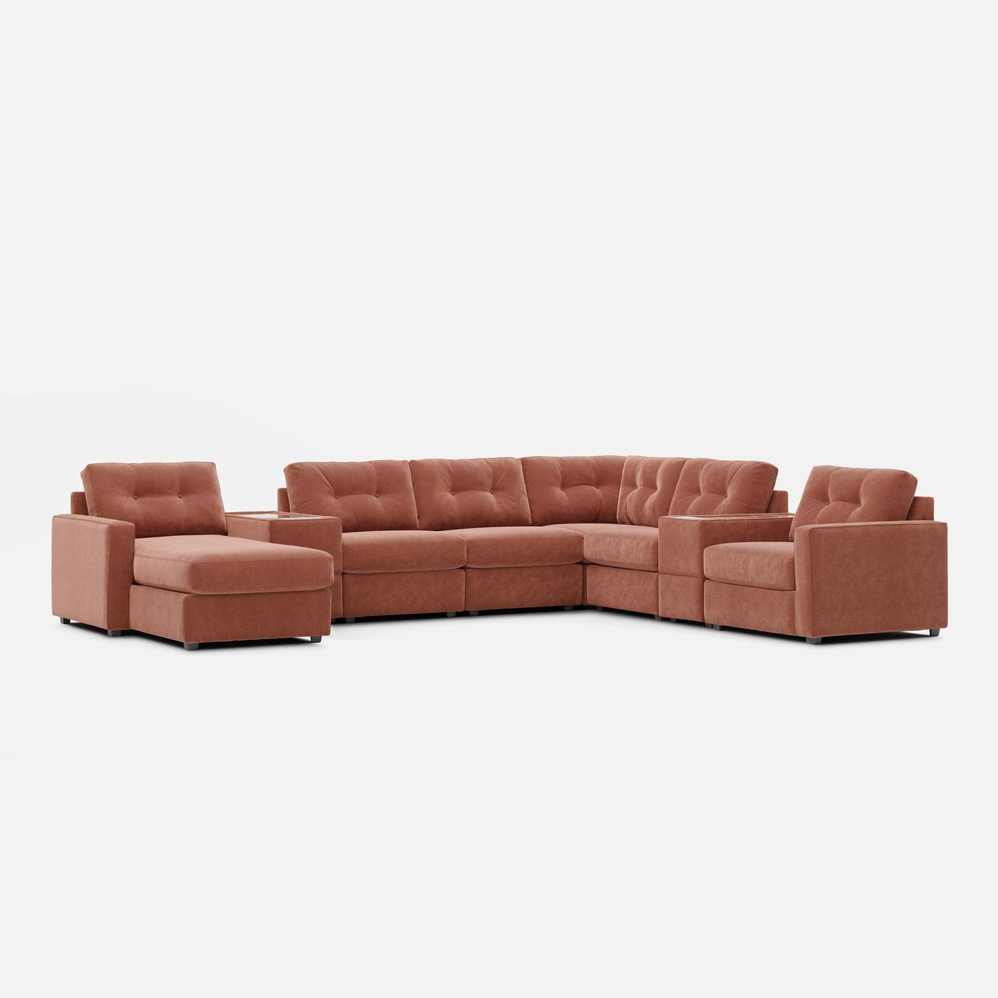 Modular One Left Facing 8-Piece Sectional with E-Console - Cantaloupe