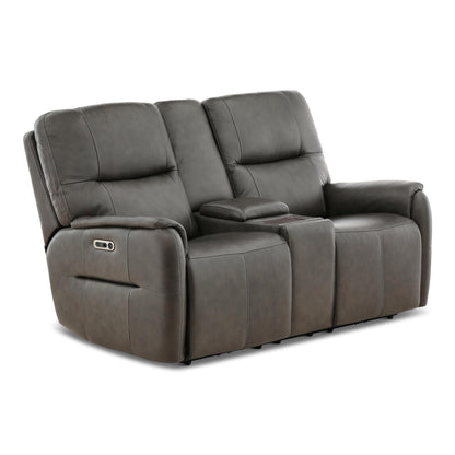 Walker Leather Power Reclining Console Loveseat