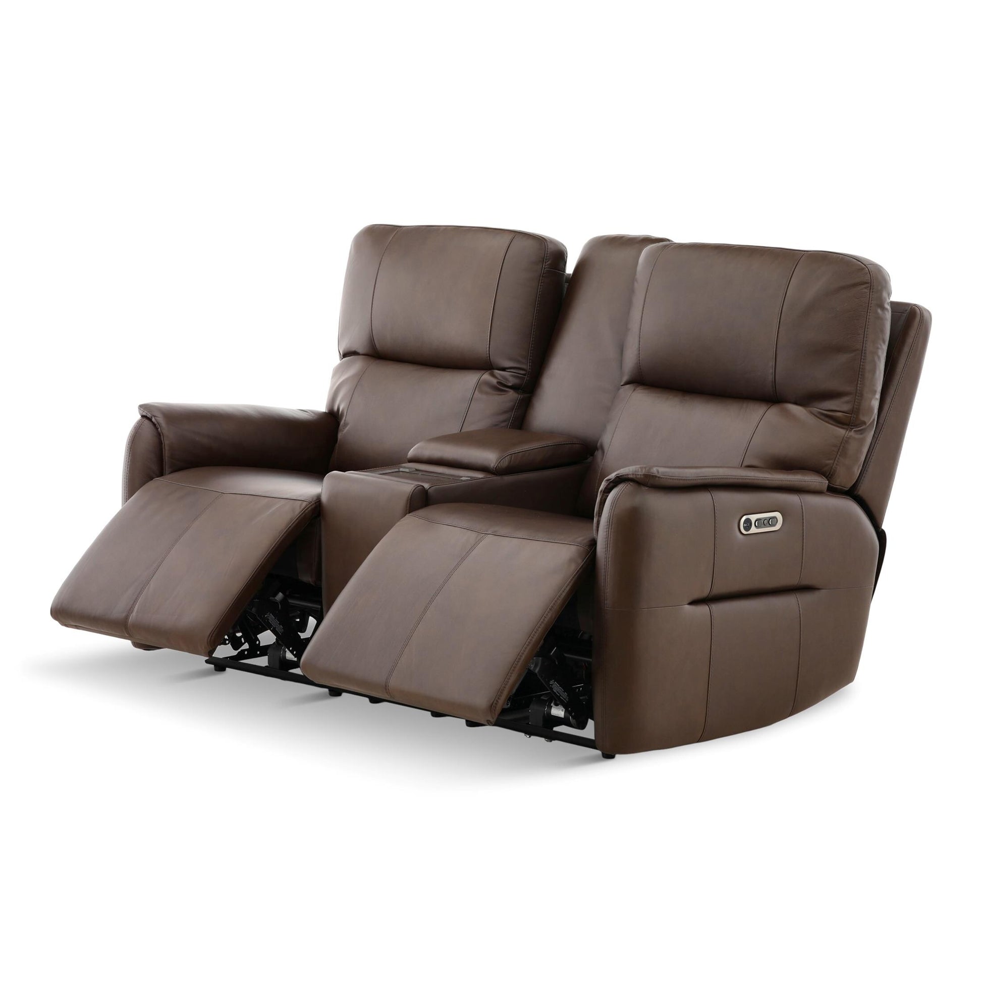 Walker Leather Power Reclining Console Loveseat