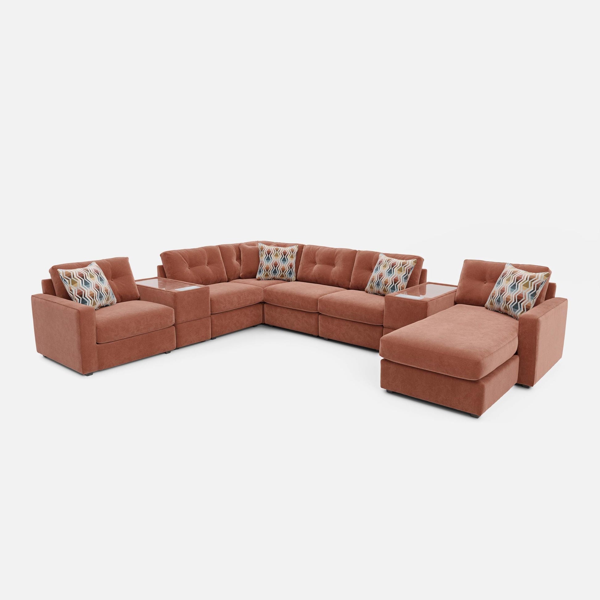 Modular One 8-Piece Sectional Chaise with E-Console