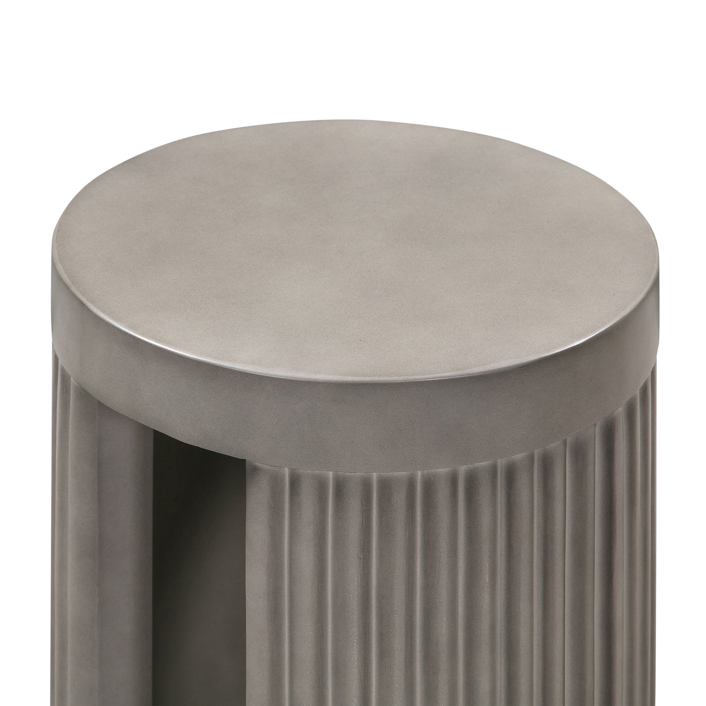 Wave Round Indoor or Outdoor Accent Stool End Table in Gray Concrete