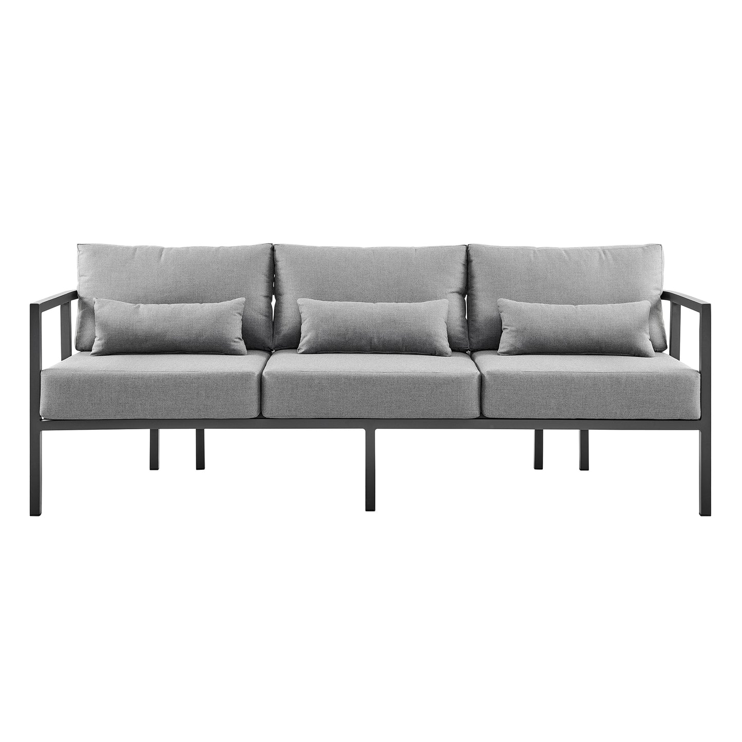 Venice 4 Piece Dark Gray Aluminum Outdoor Seating Set with Dark Gray Cushions