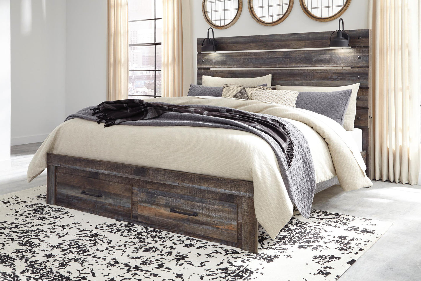 Drystan Queen Panel Bed with 2 Storage Drawers