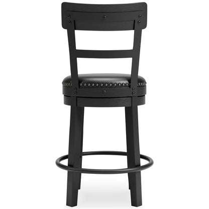 Ashley Valebeck Counter Height Upholstered Swivel Bar Stool with Contoured Back