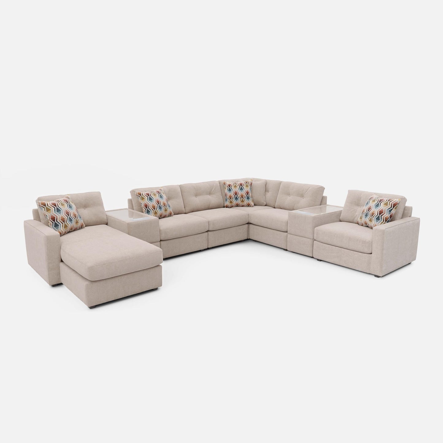 Modular Left Facing One 8-Piece Sectional - Stone