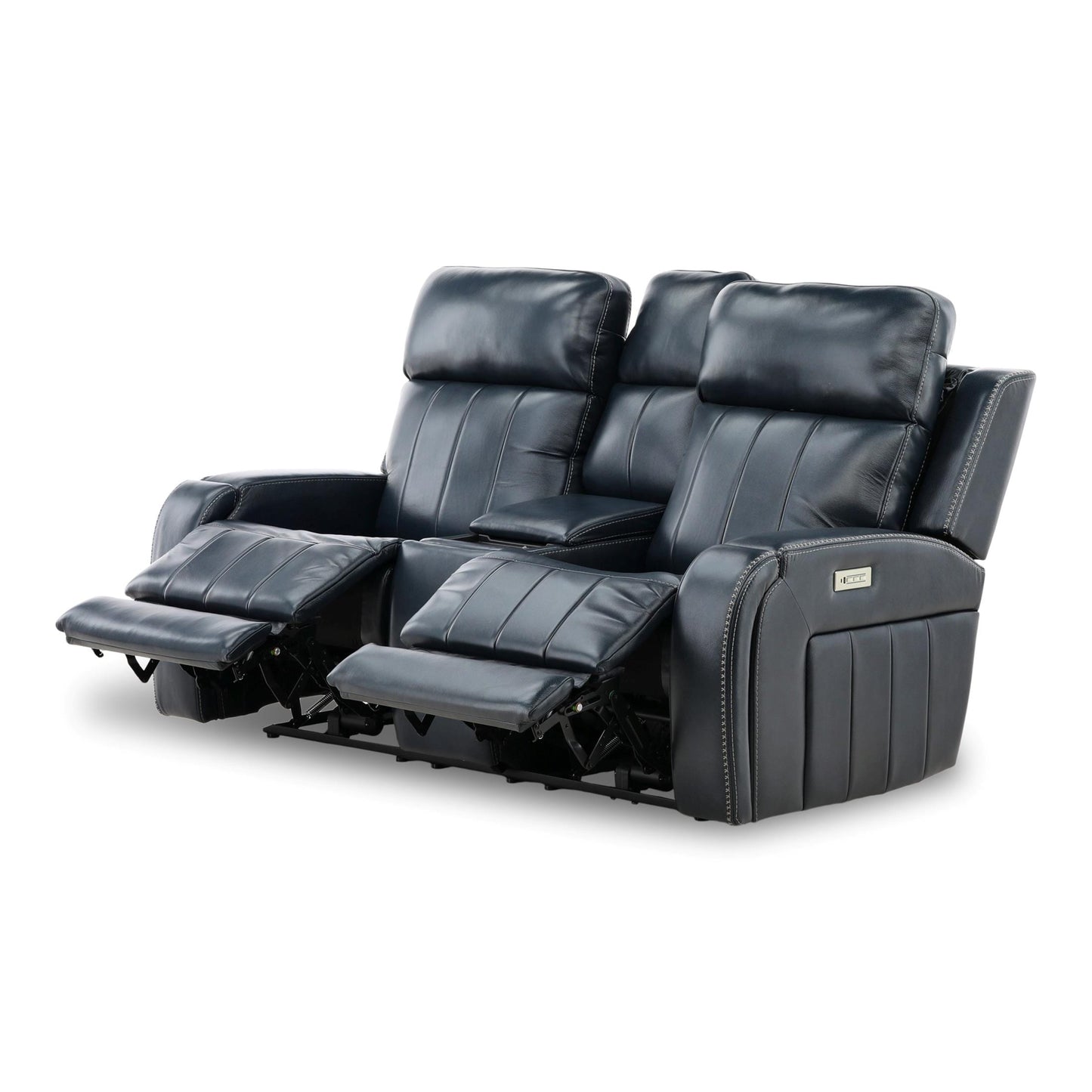 Hampton Leather Power Reclining Console Loveseat