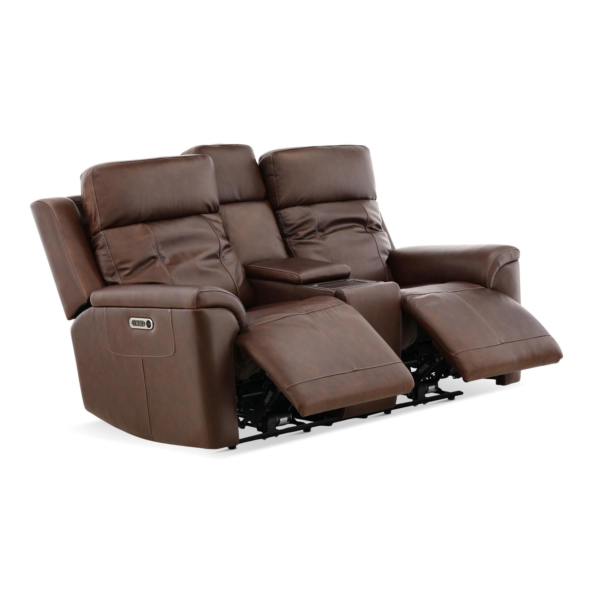 Adrian Leather Power Reclining Console Loveseat