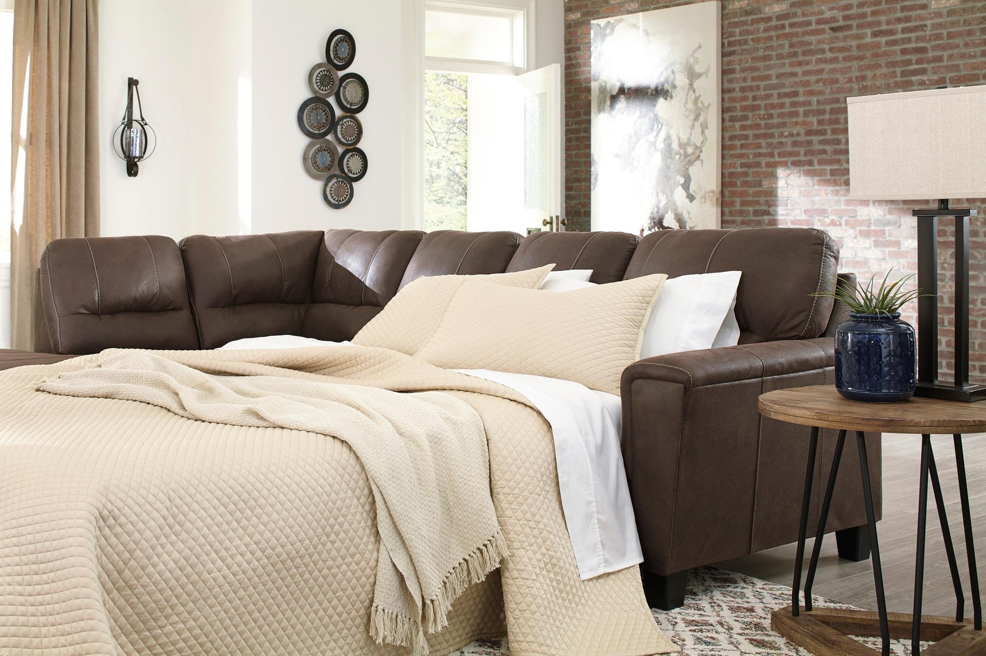 Navi 2-Piece Chestnut Sleeper Sectional with Chaise