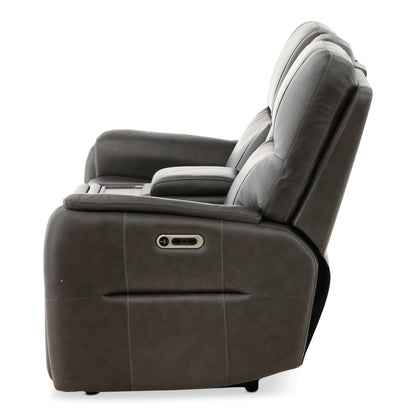 Walker Leather Power Reclining Console Loveseat