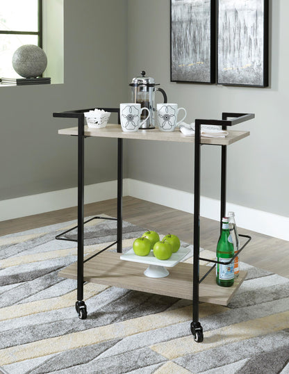 Waylowe Bar Cart with 2 Bottle Holders and Casters