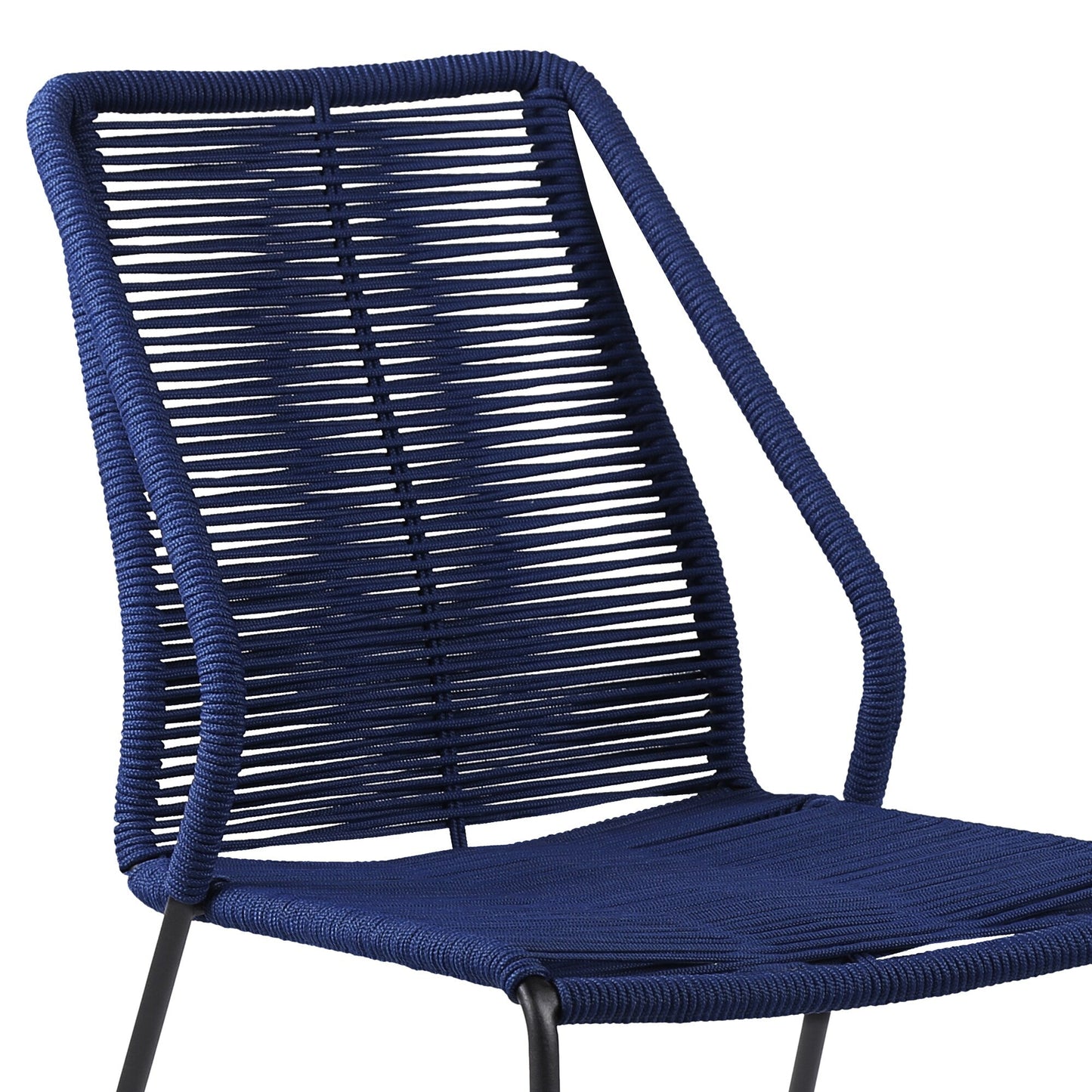 Clip Indoor Outdoor Stackable Steel Dining Chair with Blue Rope (Set o