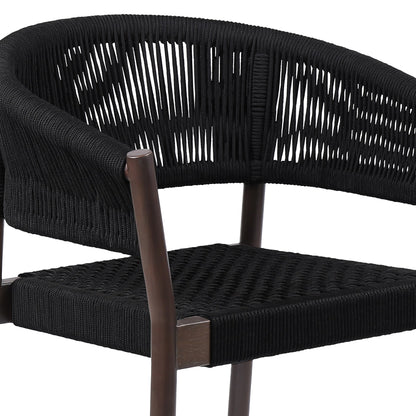 Doris Indoor Outdoor Dining Chair in Dark Eucalyptus Wood with Black R