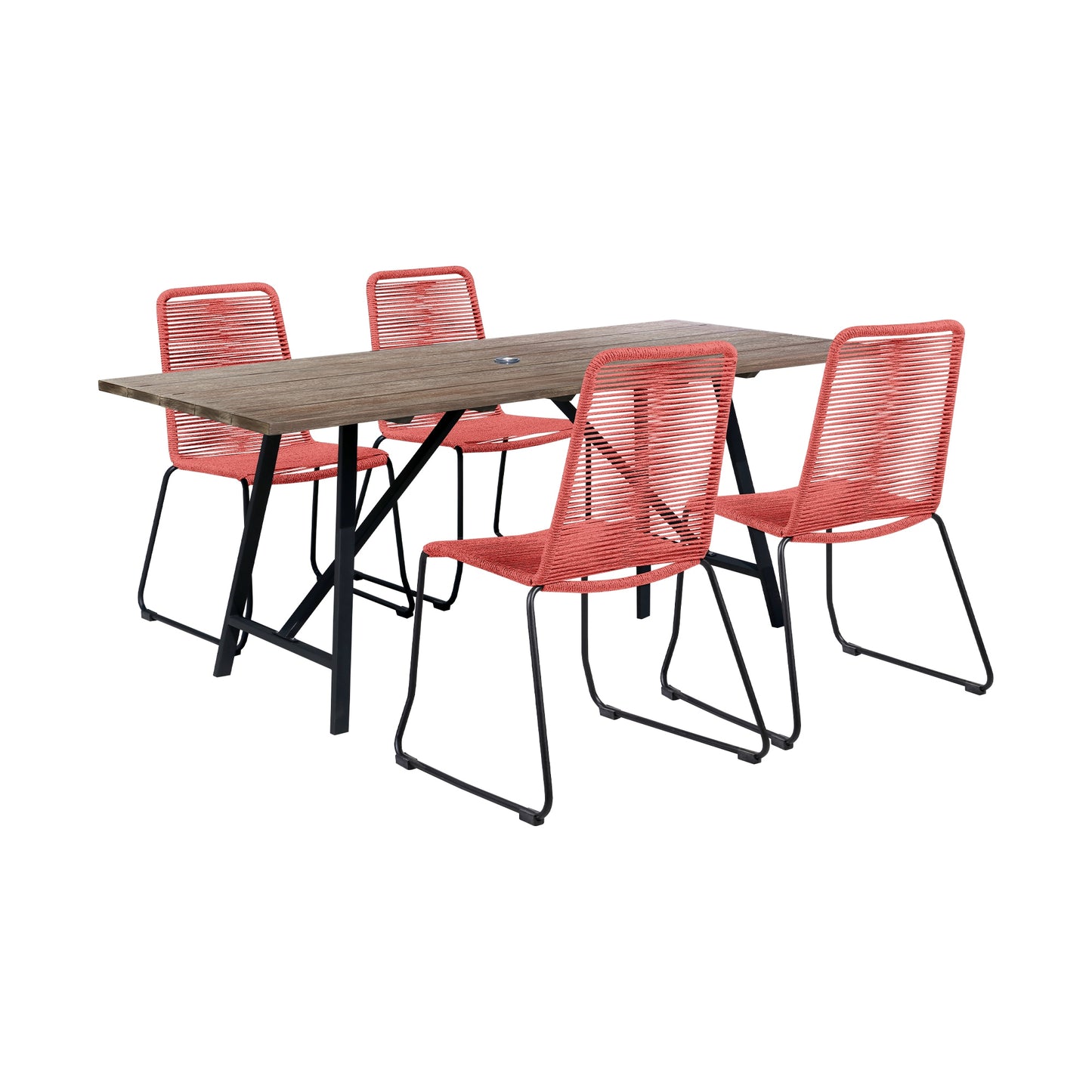 Koala and Shasta 5 Piece Outdoor Patio Dining Set Red