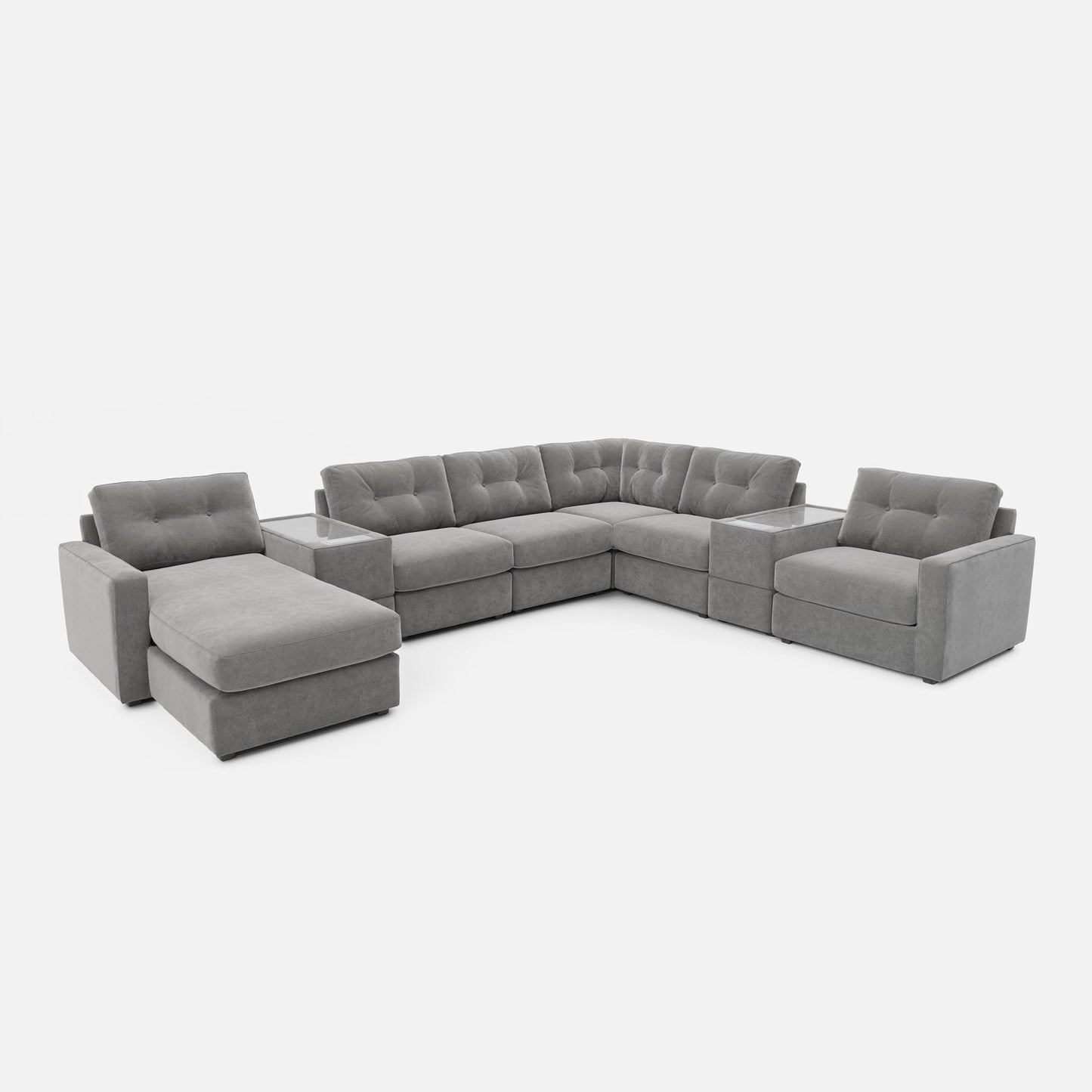 Modular One Left Facing Sectional with E-Console - Granite