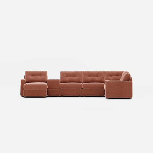 Modular One Left Facing 8-Piece Sectional with E-Console - Cantaloupe