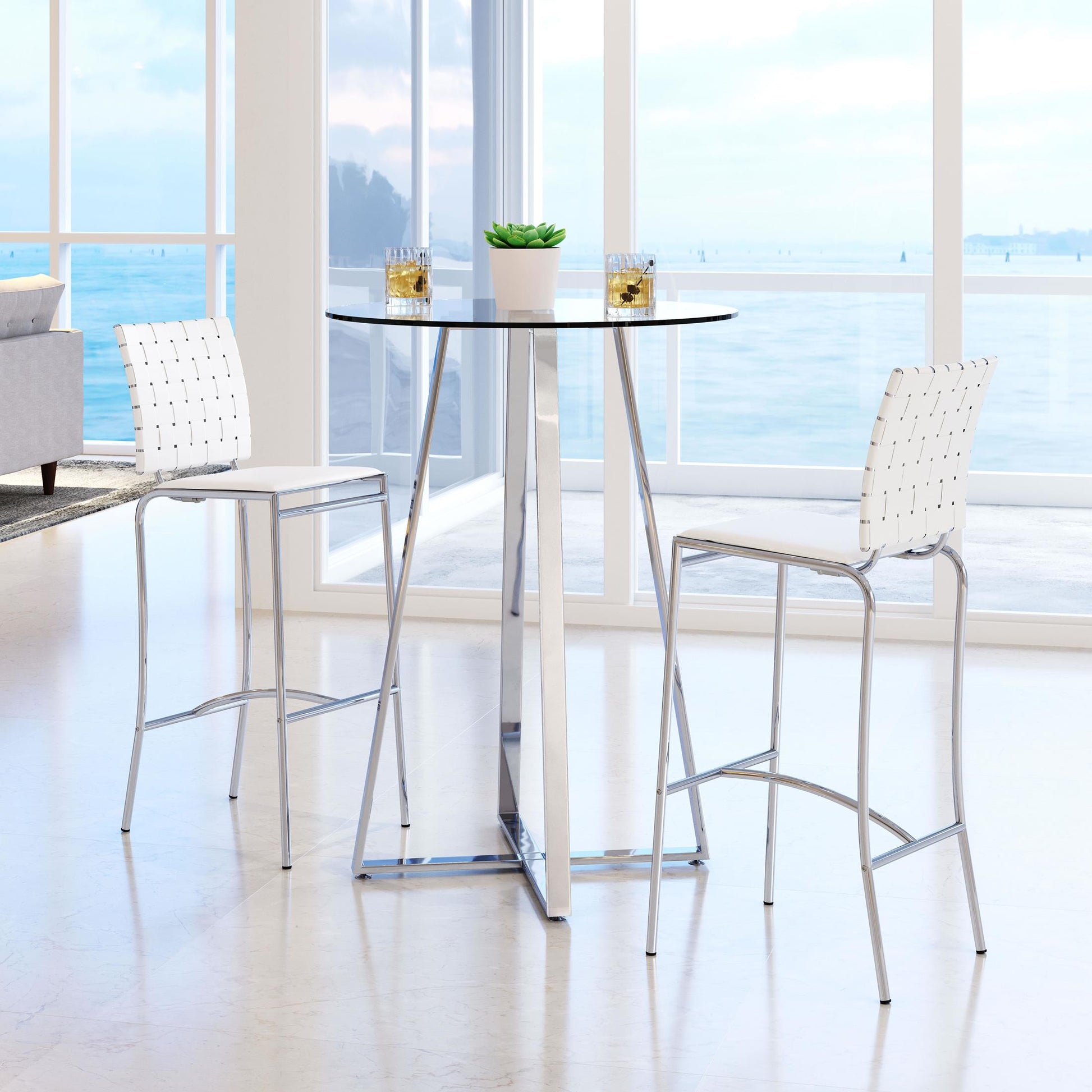 Criss Cross Barstool (Set of 2) White