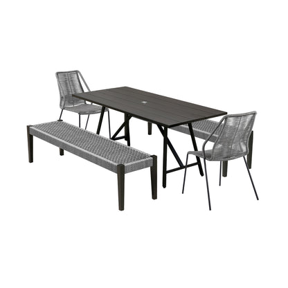 Koala Clip and Camino 5 Piece Outdoor Dining Set in Dark Eucalyptus with Gray Rope