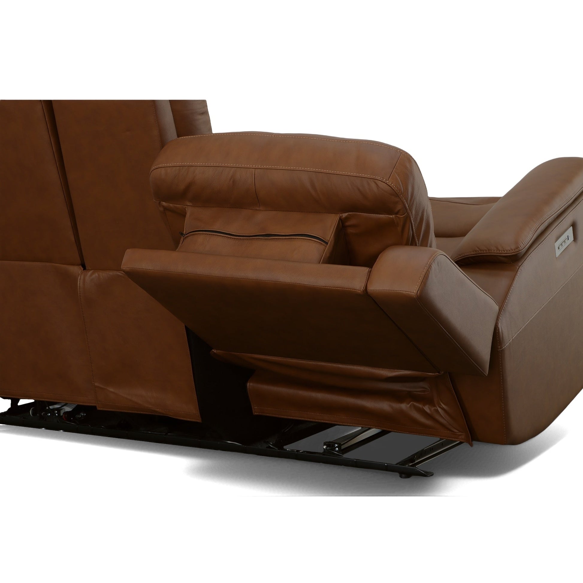 Carmen Leather Power Reclining Loveseat with Console