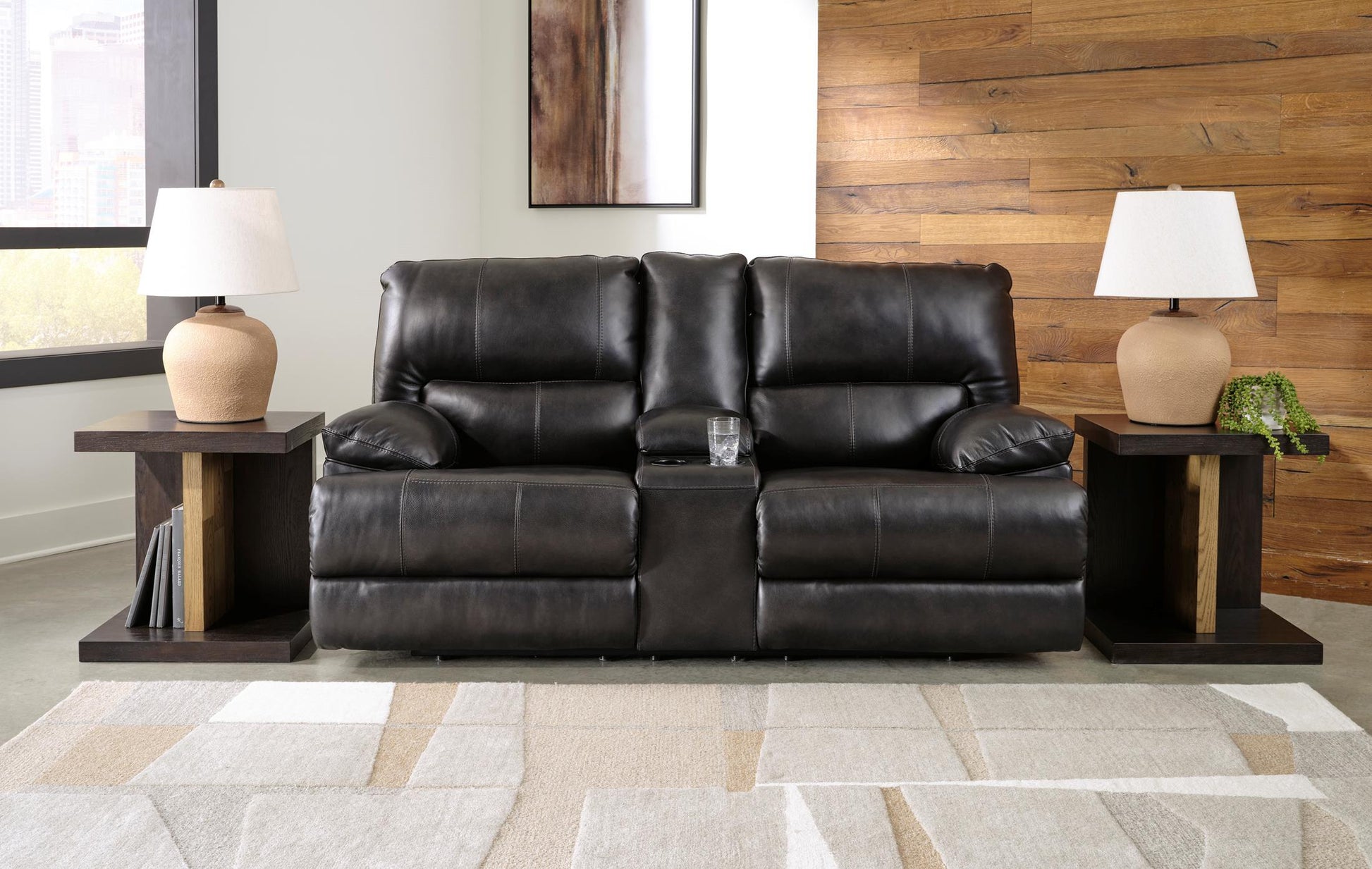 Mountainous Leather Power Reclining Console Loveseat