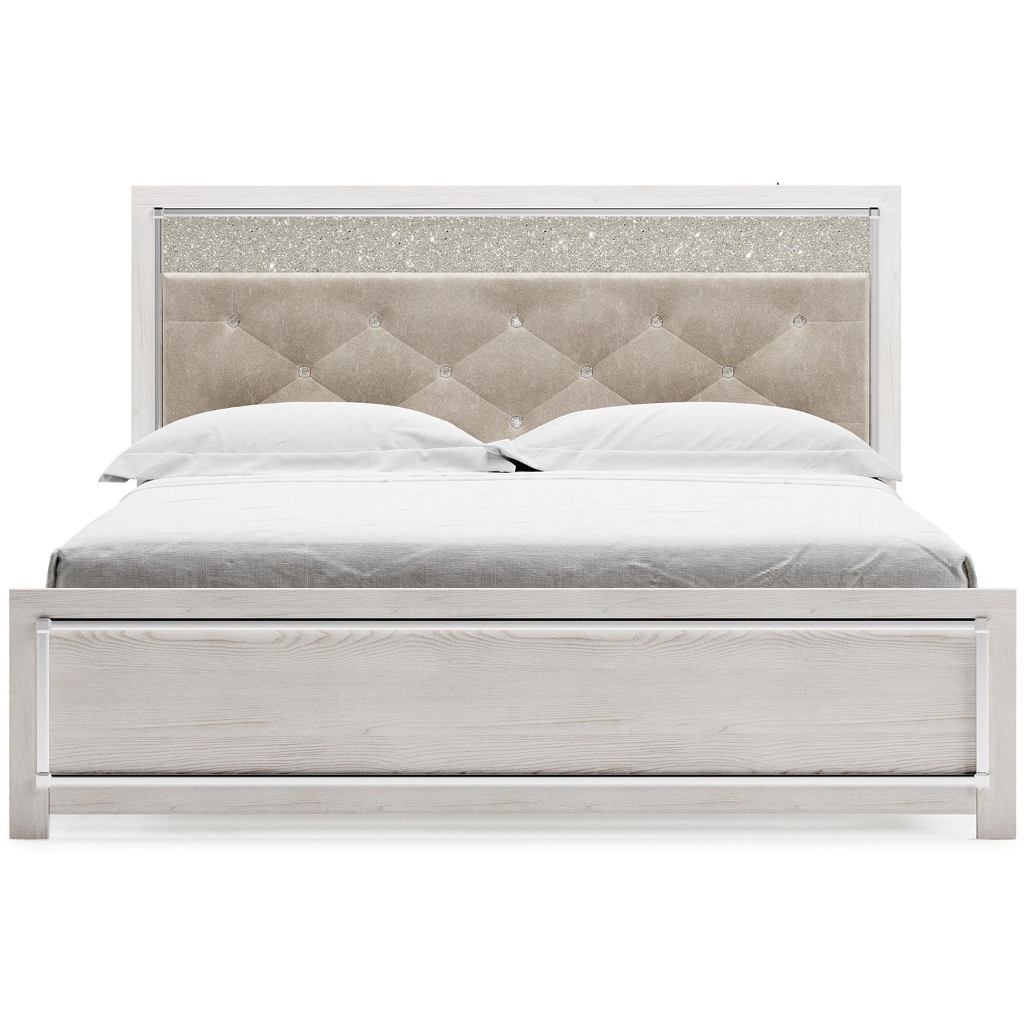 Altyra King Panel Bed with Upholstered Headboard