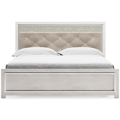 Altyra King Panel Bed with Upholstered Headboard