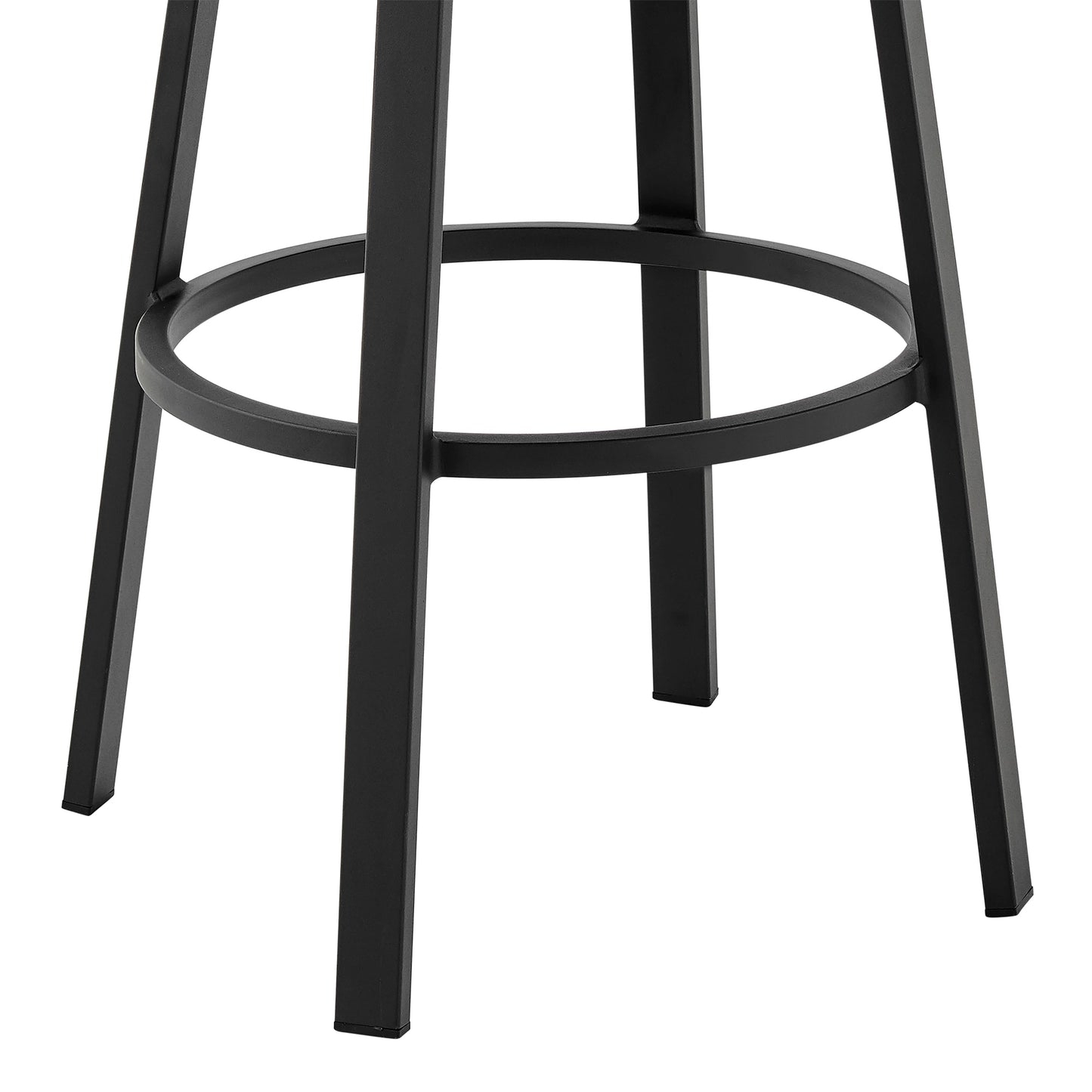 Don 30" Outdoor Patio Swivel Bar Stool in Black Aluminum with Grey Cushions