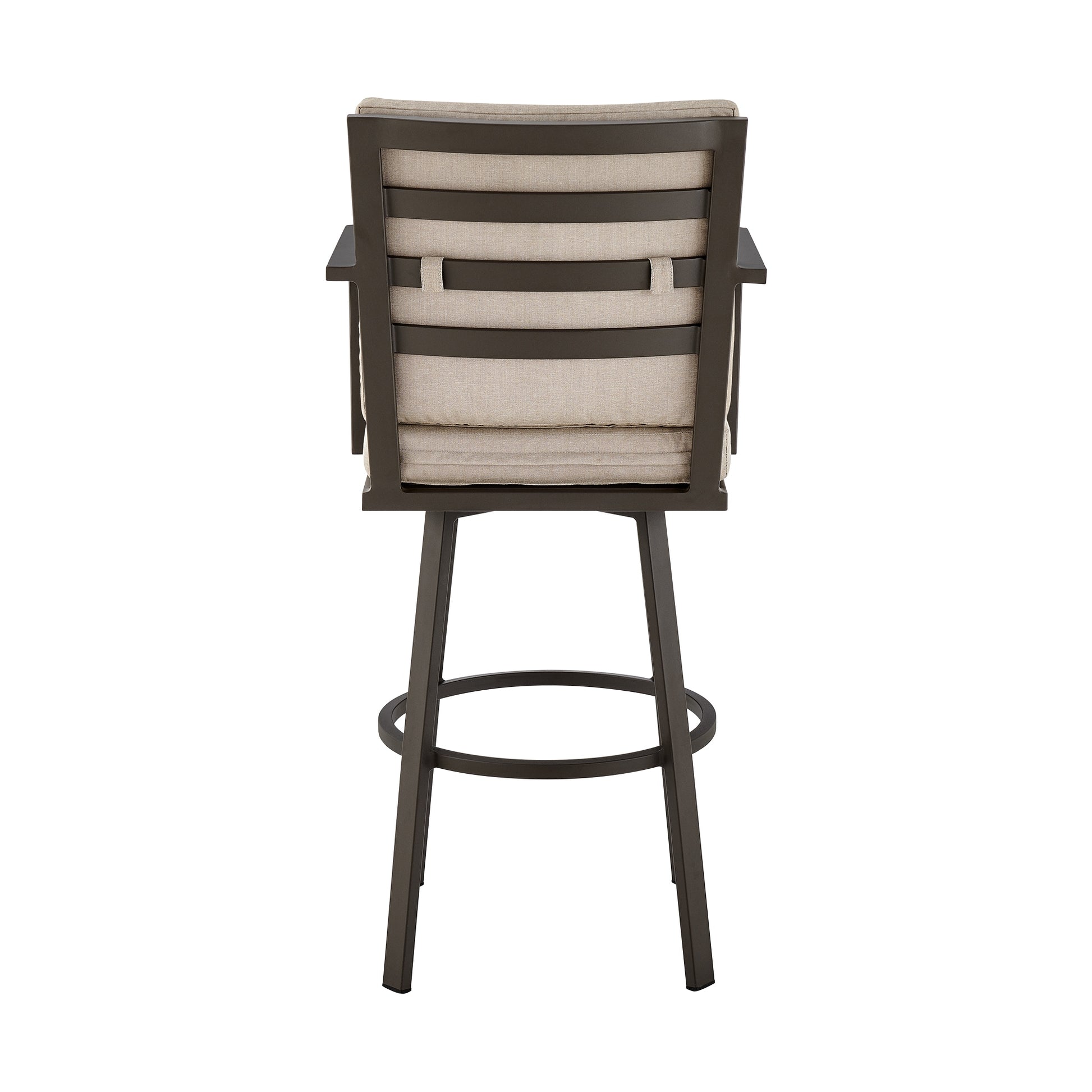 Don 26" Outdoor Patio Swivel Counter Stool in Brown Aluminum with Cushions