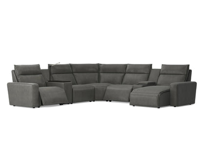 Modular Two 7-Piece Right Arm Facing Power Sectional with Chaise - Charcoal