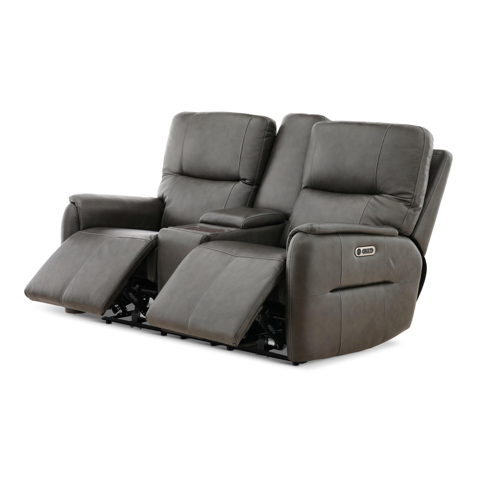 Walker Leather Power Reclining Console Loveseat