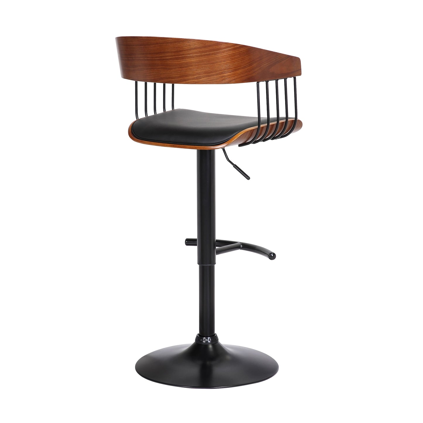 Larisa Adjustable Walnut Wood Bar Stool