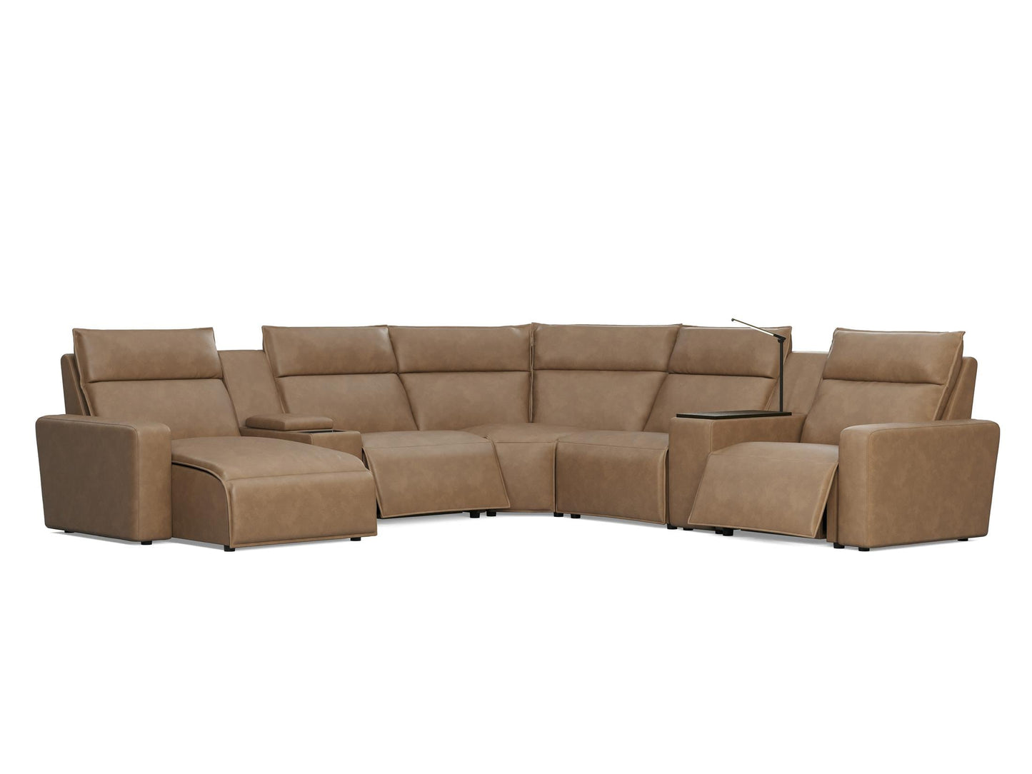 Modular Two 7-Piece Left Arm Facing Power Sectional with Chaise