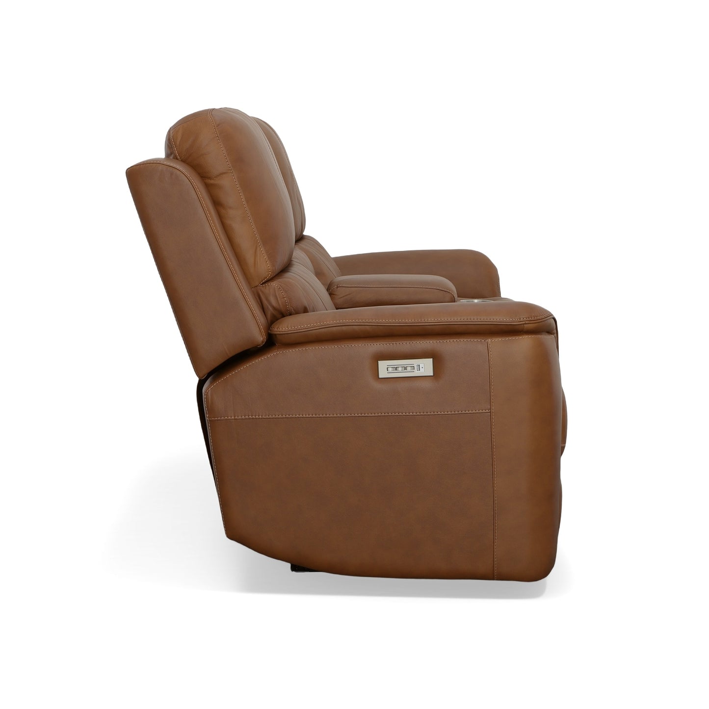 Carmen Leather Power Reclining Loveseat with Console