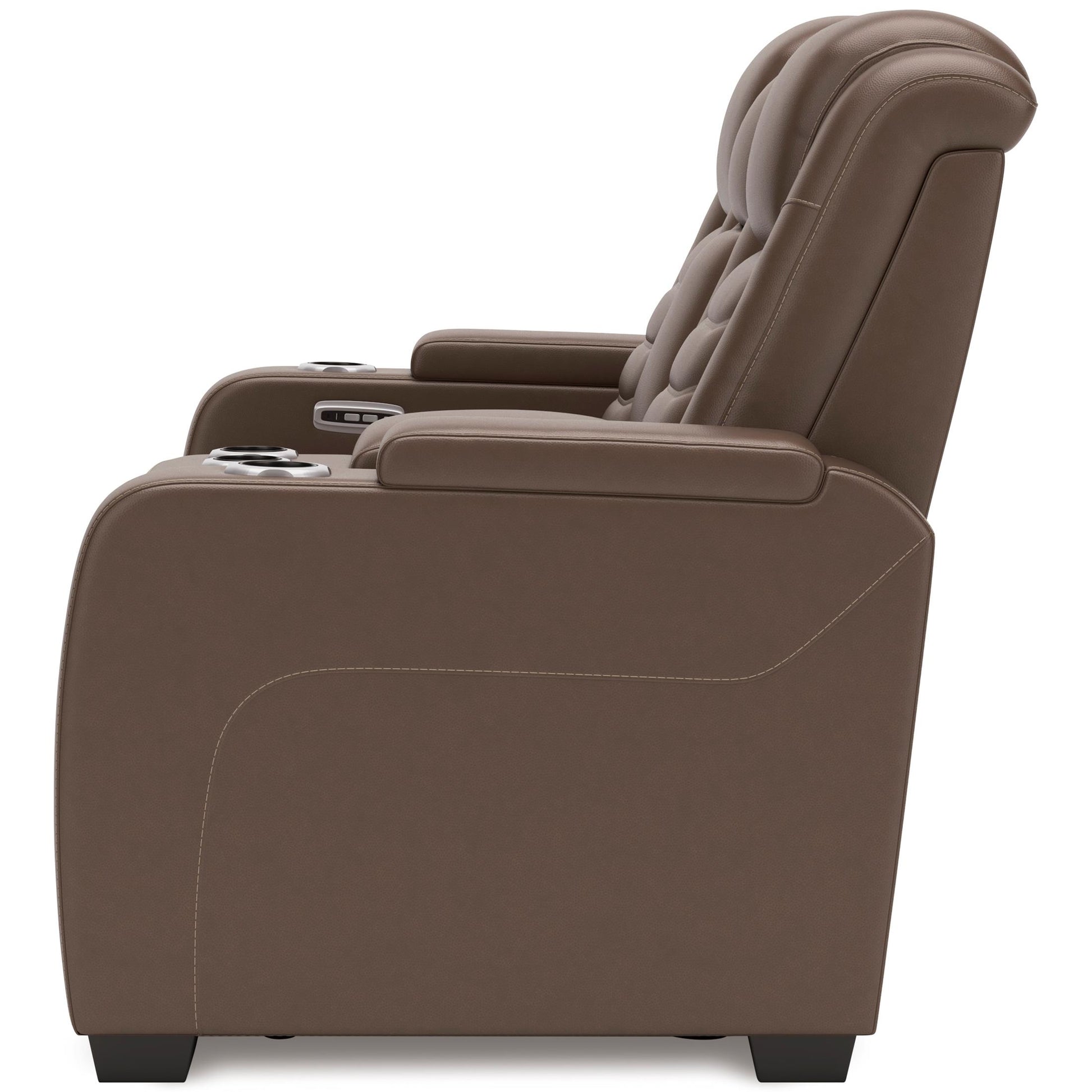 High Impact Leather Power Reclining Console Loveseat