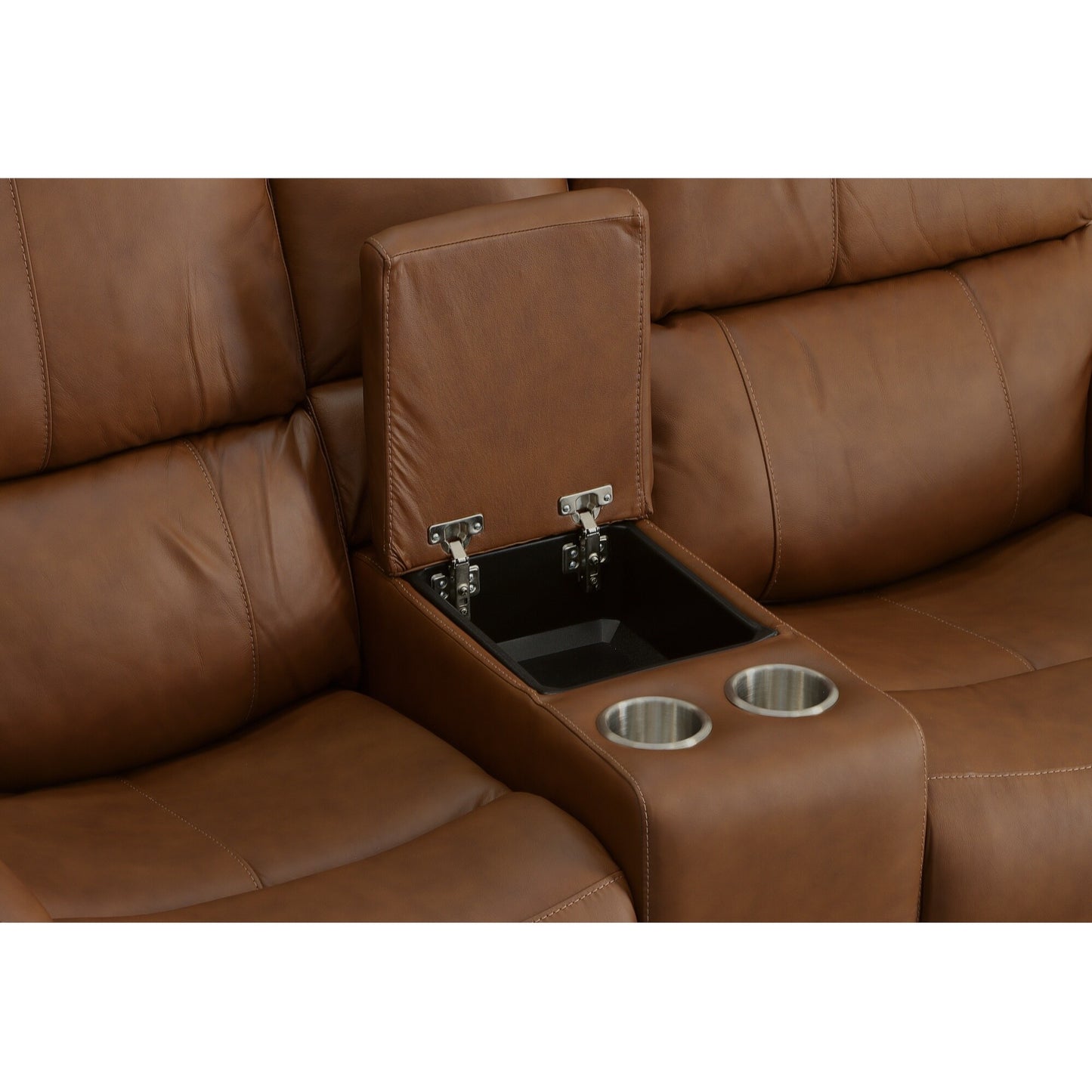 Carmen Leather Power Reclining Loveseat with Console