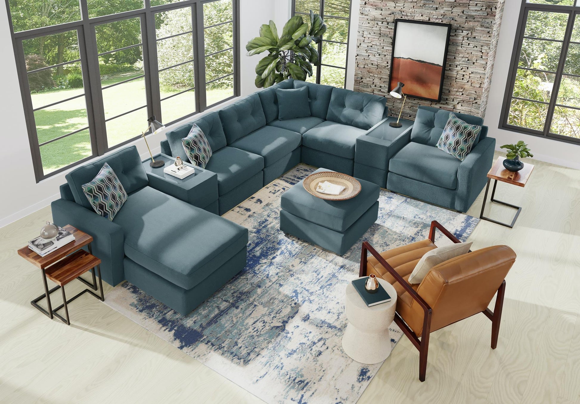 Modular One 8-Piece Sectional Chaise with E-Console