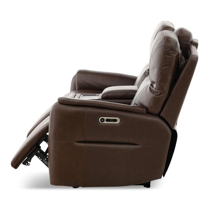 Walker Leather Power Reclining Console Loveseat