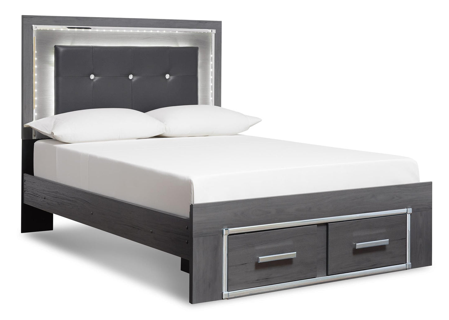 Lodanna Upholstered Panel Bed with 2 Storage Drawers