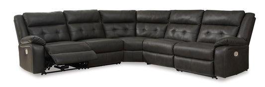 Mackie Pike 5-Piece Leather Power Reclining Sectional