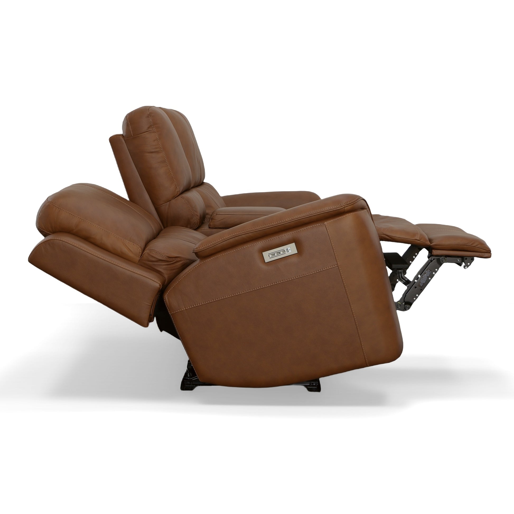 Carmen Leather Power Reclining Loveseat with Console