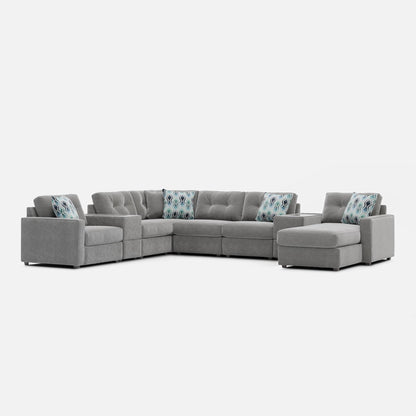 Modular One Right Facing Sectional with E-Console - Granite