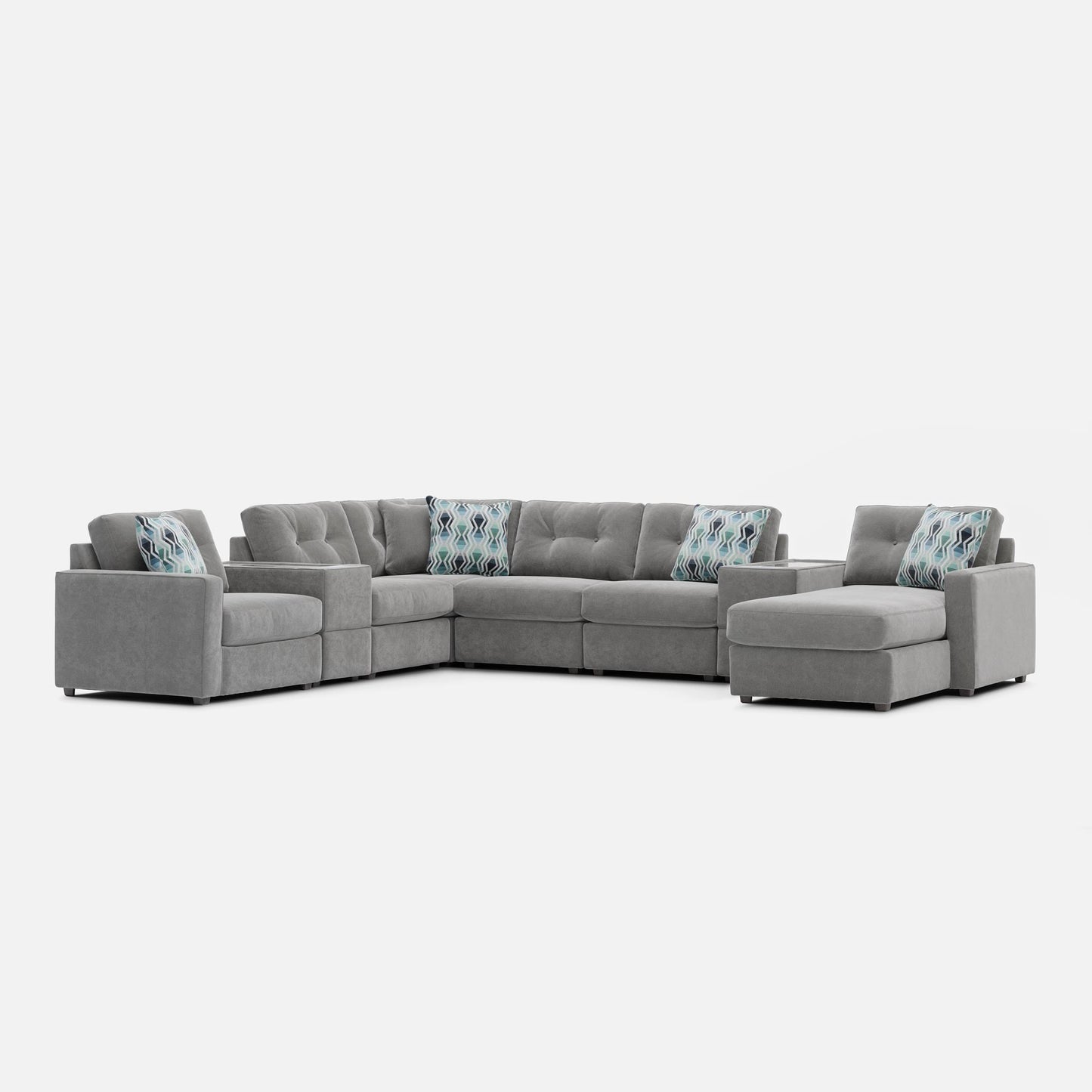 Modular One 8-Piece Sectional Chaise with E-Console