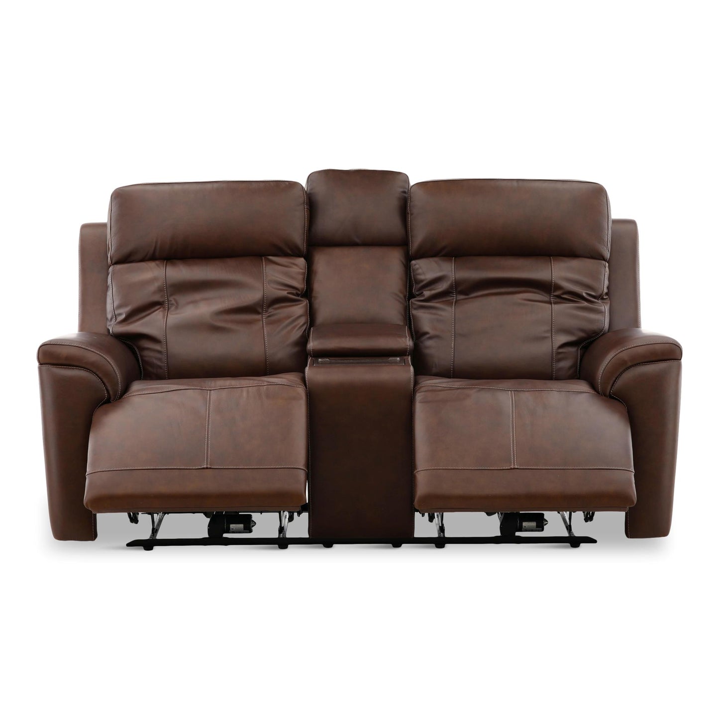 Adrian Leather Power Reclining Console Loveseat