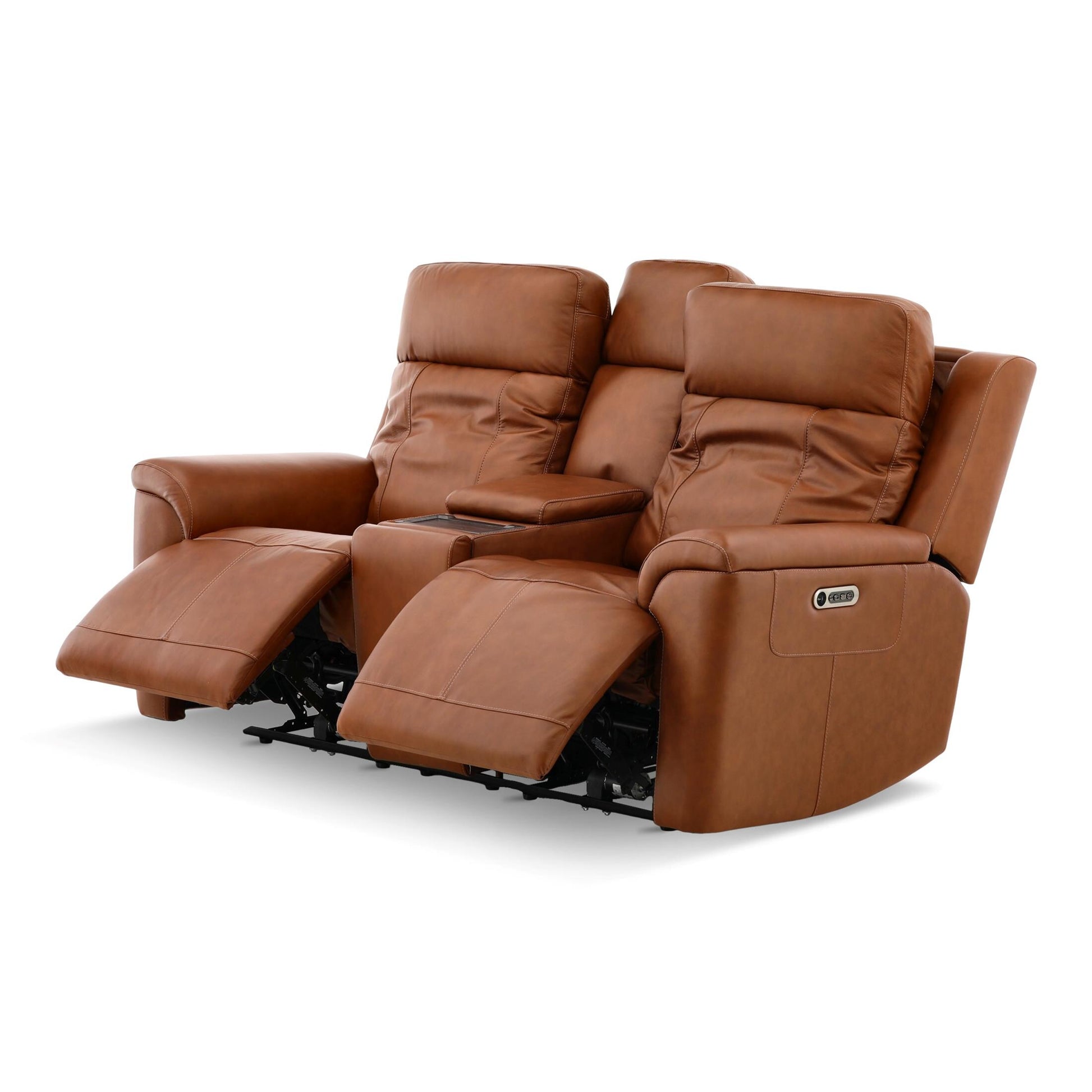 Adrian Leather Power Reclining Console Loveseat