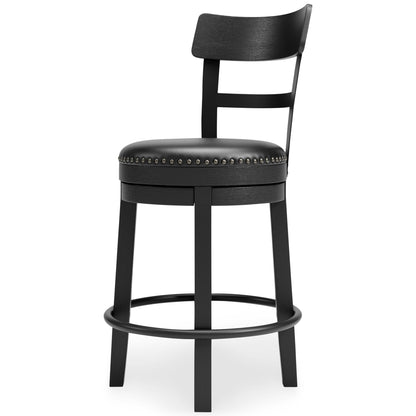 Ashley Valebeck Counter Height Upholstered Swivel Bar Stool with Contoured Back