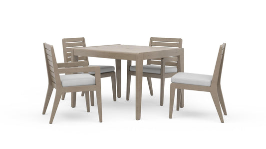 Sustain Outdoor Dining Table with 2 Arm Chairs and 2 Armless Chairs