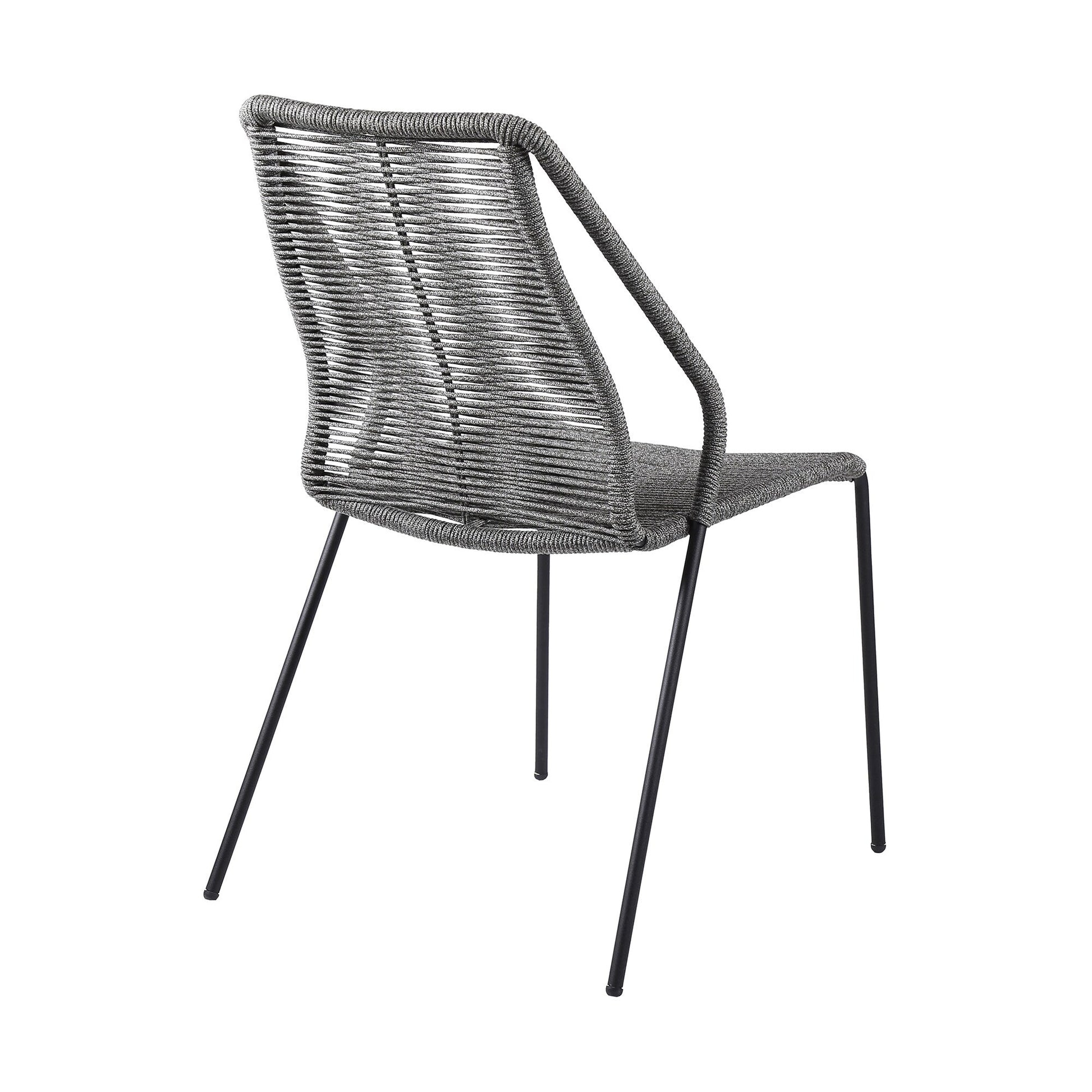 Clip Indoor Outdoor Stackable Steel Dining Chair with Gray Rope (Set o